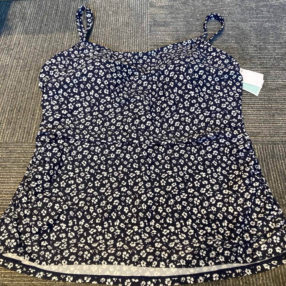 Christina Blue bathing suit top.